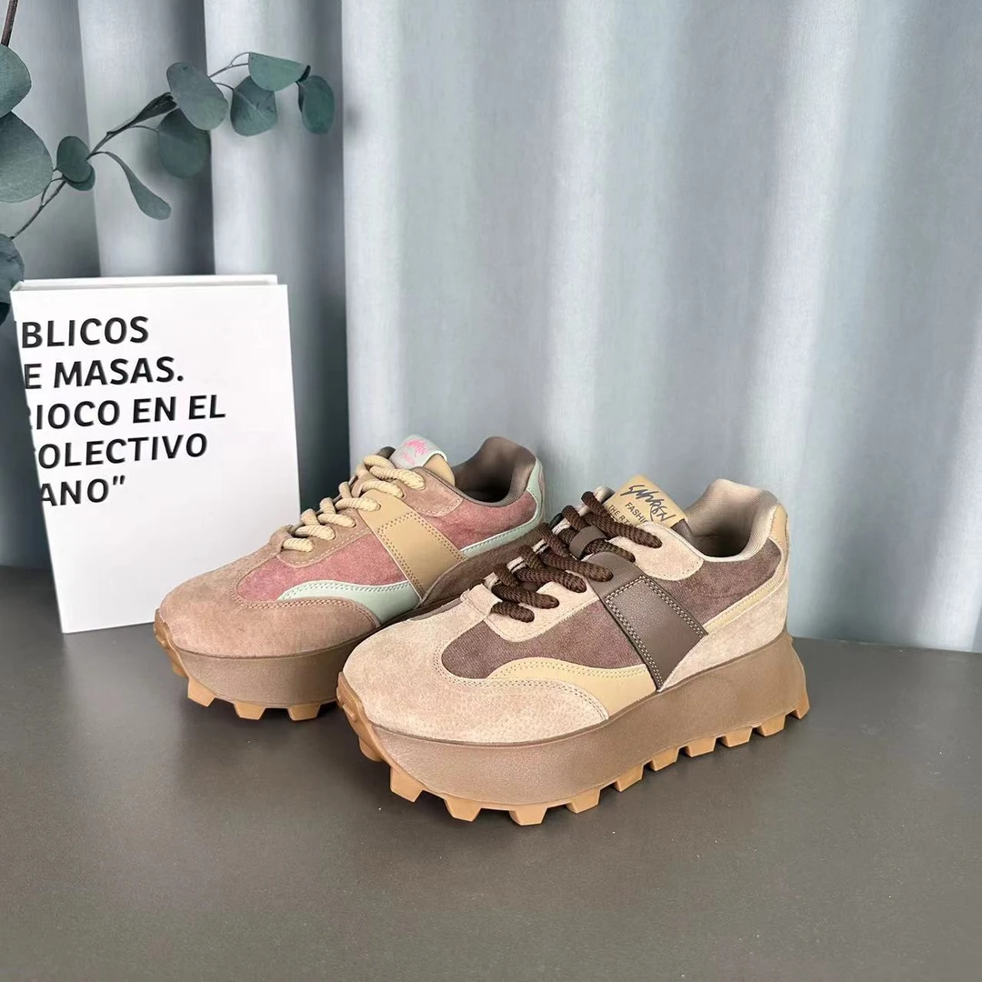 2024春季新款时尚百搭休闲女鞋复古美拉德风阿甘鞋3353