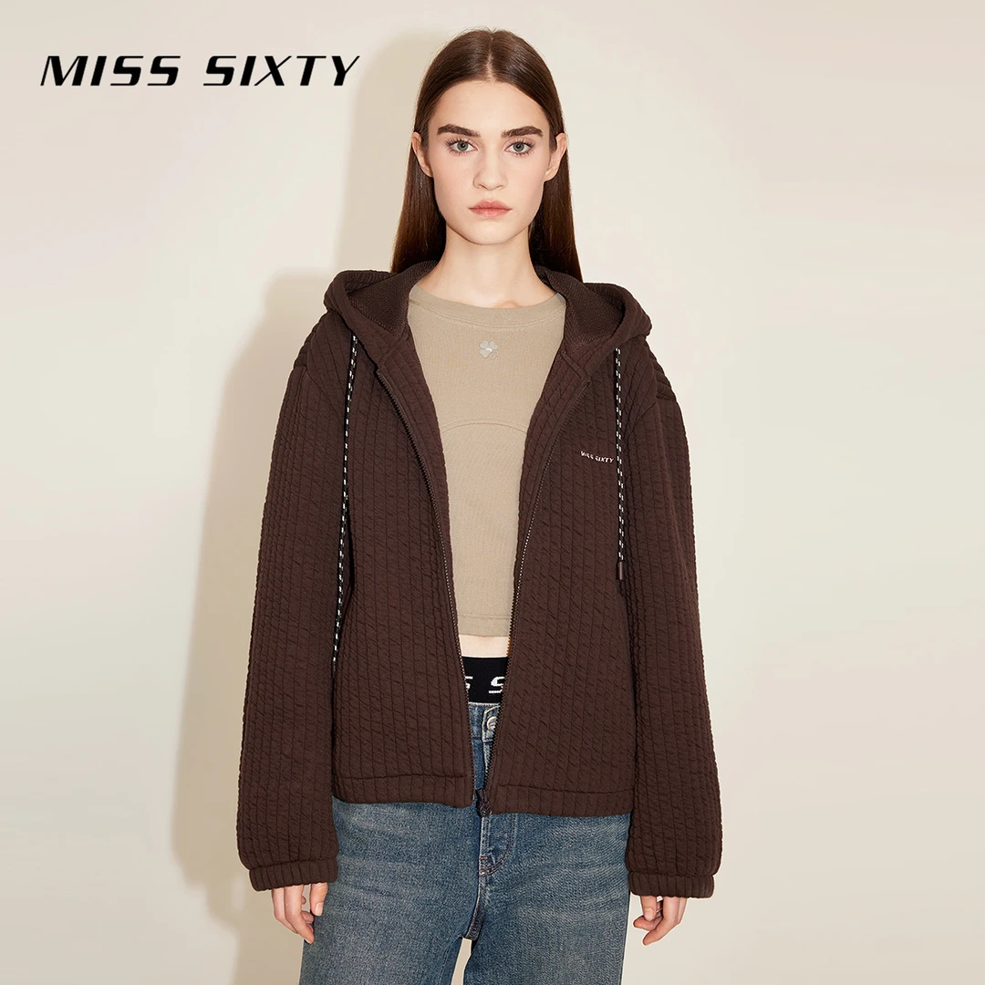 Miss Sixty2023冬季卫衣外套女连帽抽绳宽松落肩美式高街休闲