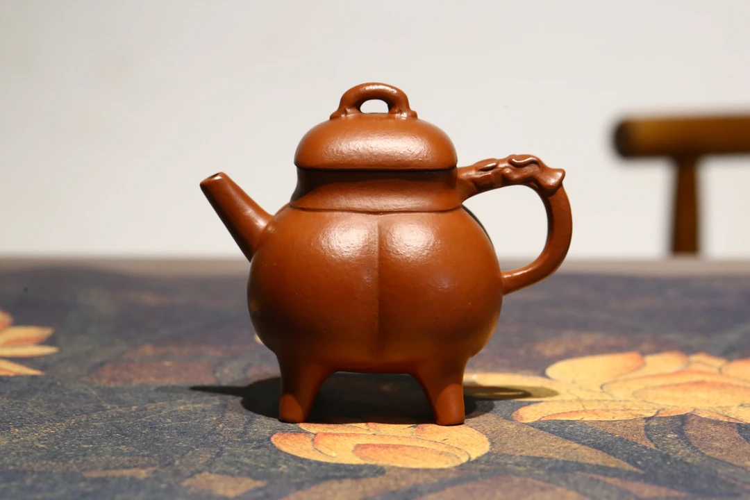 宜兴原矿全手工老朱泥回流四足灵宝壶