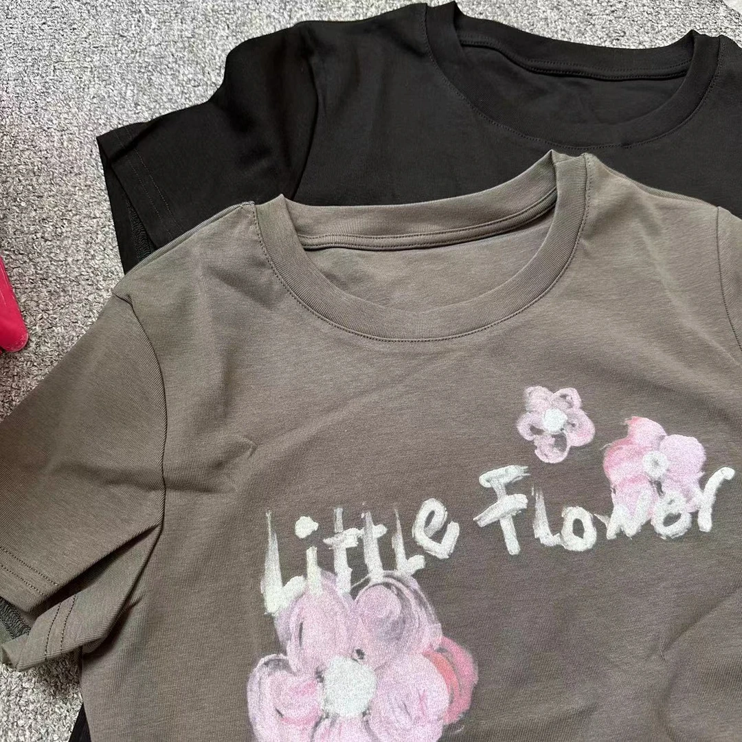 深圳南油原创2024新款舒适百搭花朵T恤