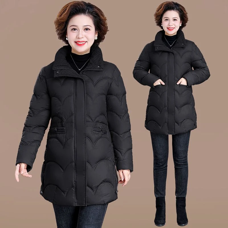 雅鹿2024冬季妈妈羽绒服女2024新款中长款冬季白鸭绒中老年人洋气