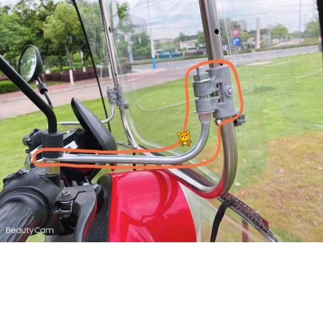 电动摩托车雨棚支架配件一对固定电瓶车后视镜铁架前支撑臂易拆卸