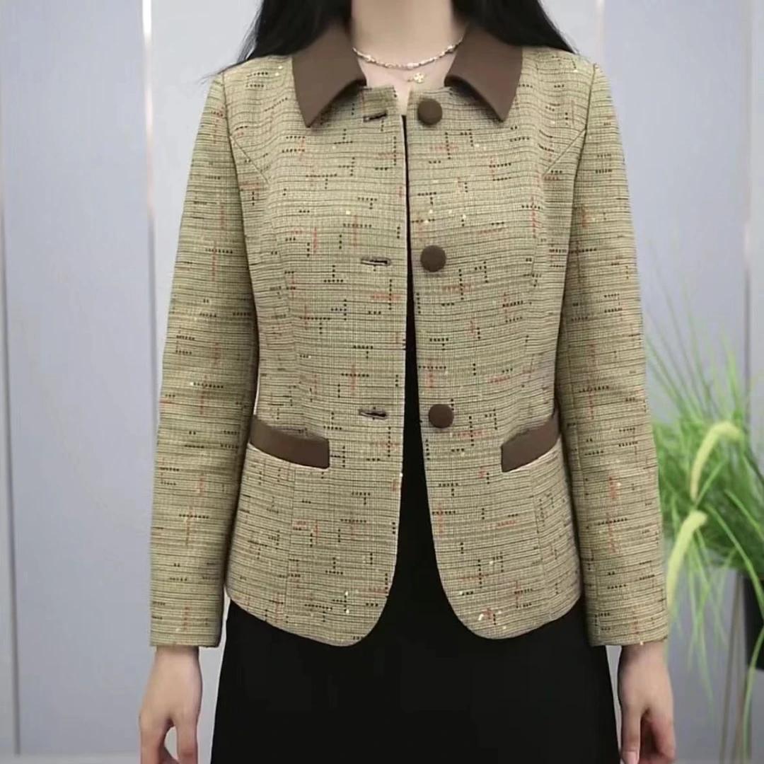 高端立体精纺短外套收腰显瘦女装春秋款妈妈装加厚Polo领上衣