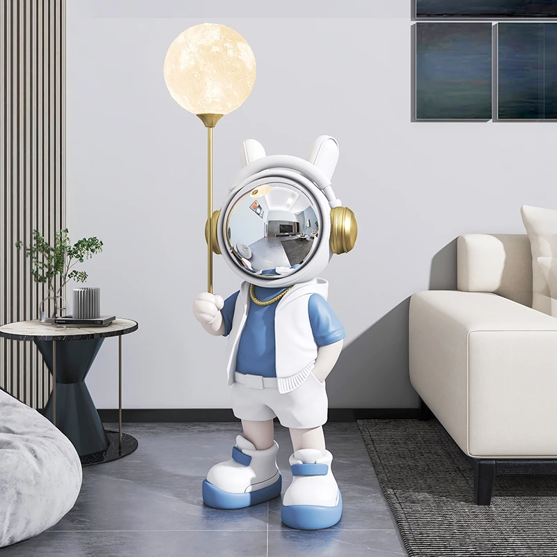 大型宇航员落地摆件潮酷轻奢太空人举灯客厅电视柜装饰品乔迁礼品