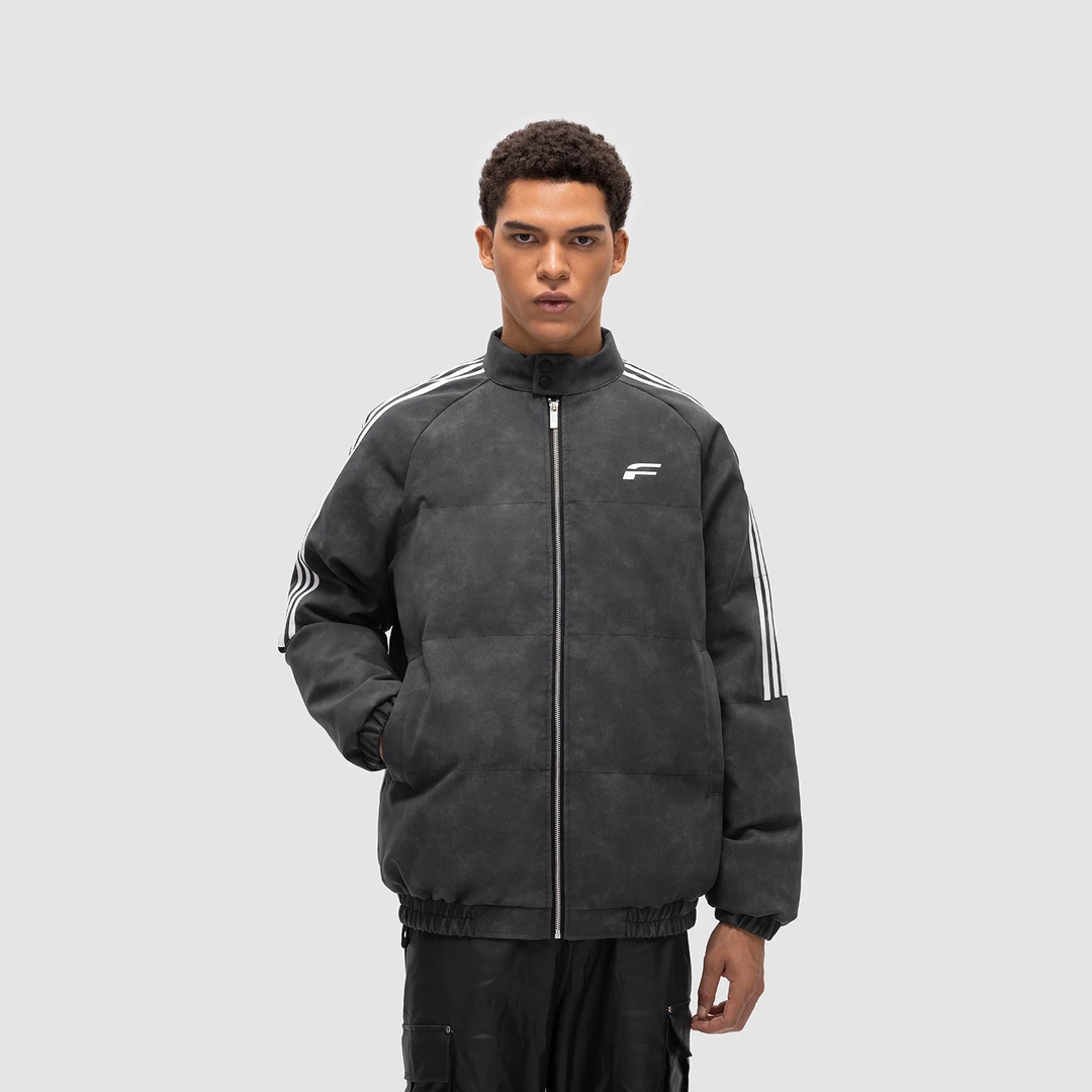 FDR 国潮美式纹理条纹立领棉衣棉服男女秋冬季加厚情侣面包服外套