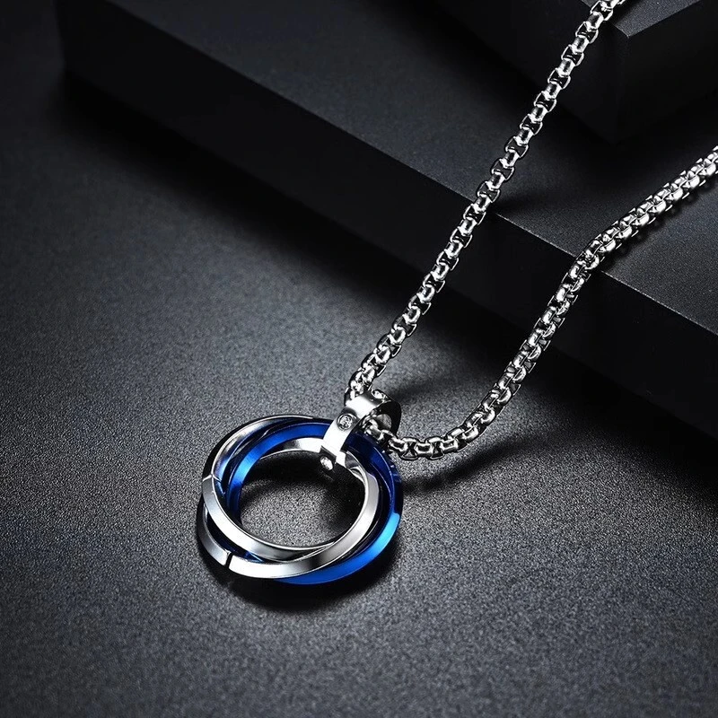 钛钢项链 三环轻奢时尚百搭情侣嘻哈坠链韩版简约个性ins素款配饰