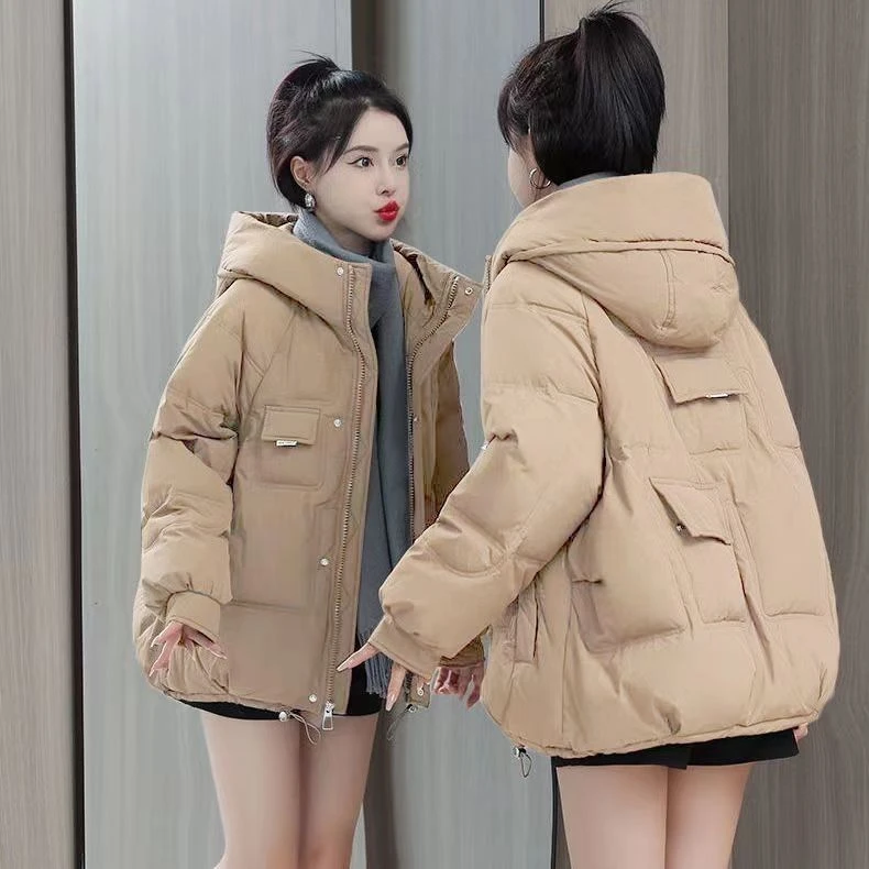 克莱茵蓝连帽羽绒羽绒棉服女户外短款2023冬季新款宽松小个