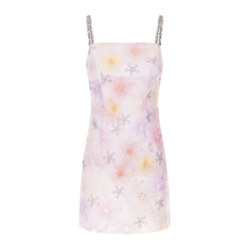 WARDROBES BY CHEN千金风⽴体繁花绣珠管钻链吊带裙DY23SS0805