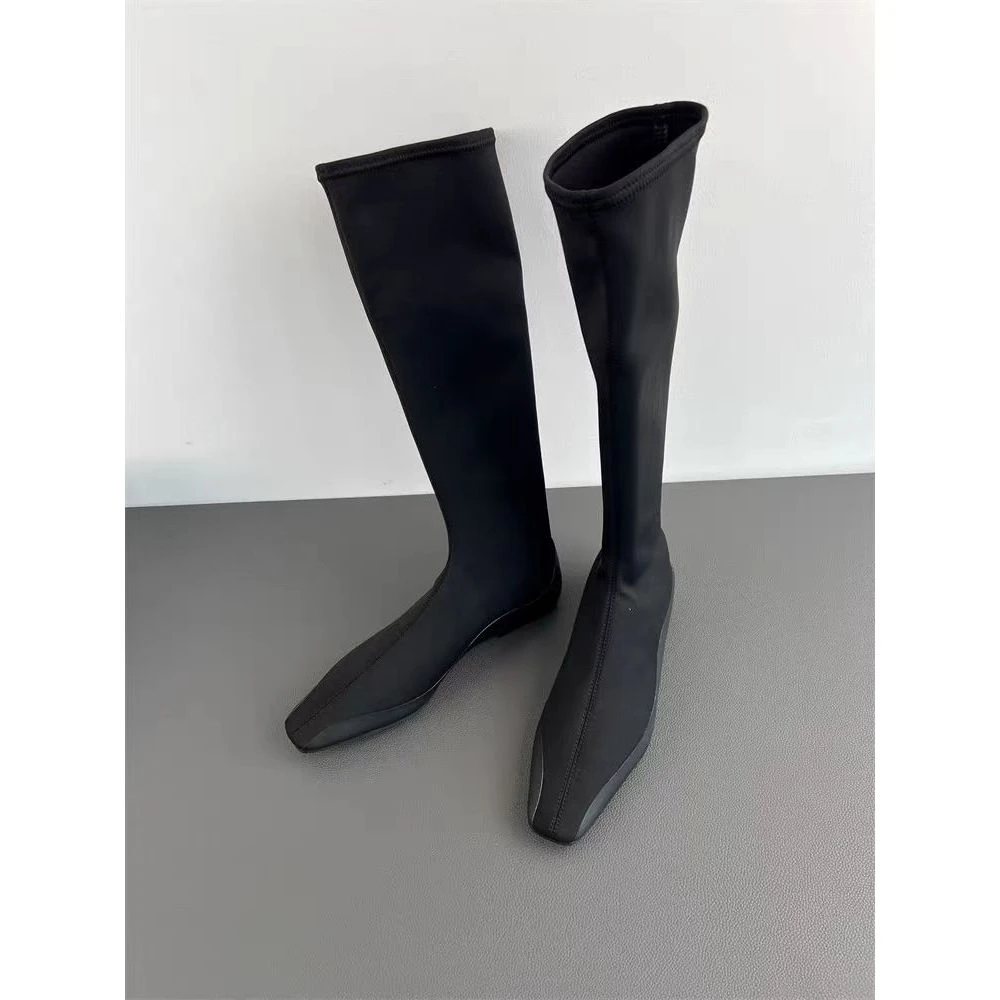 老王甄选 秋季新款 时尚显瘦简约女士长筒弹力靴