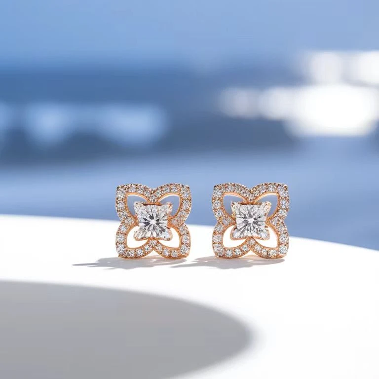 铜合金耳饰  老王甄选 时尚精致简约ins女士方形耳钉