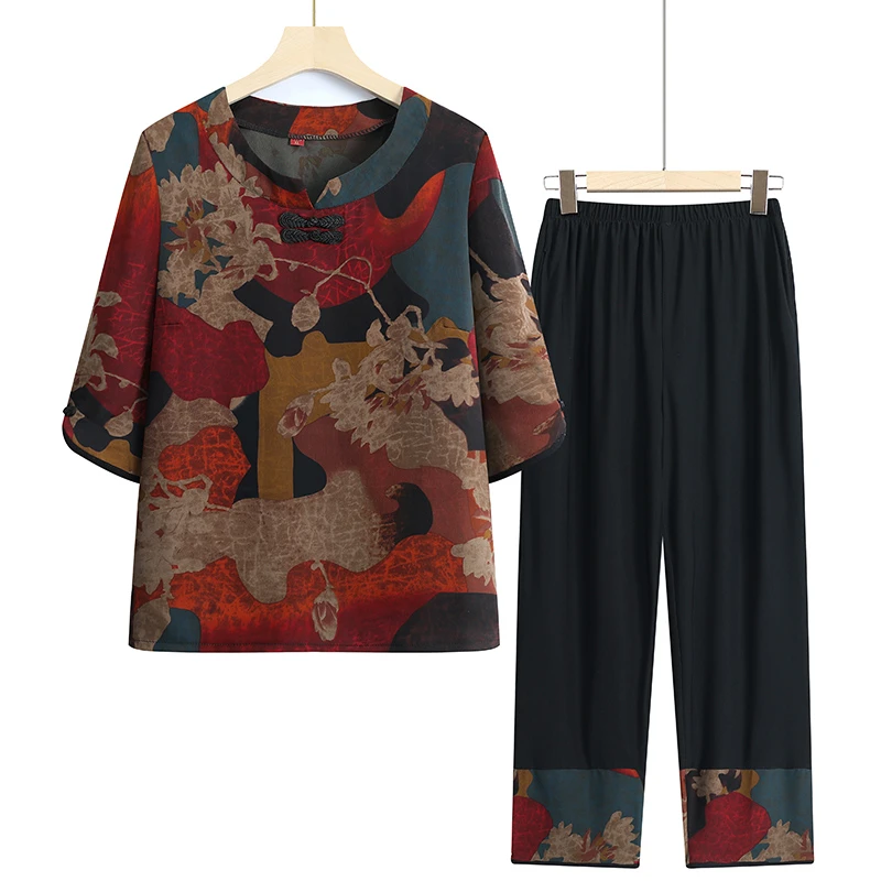 奶奶装春秋款老人衣服妈妈装夏季套装老太太春装两件套宽松6070岁