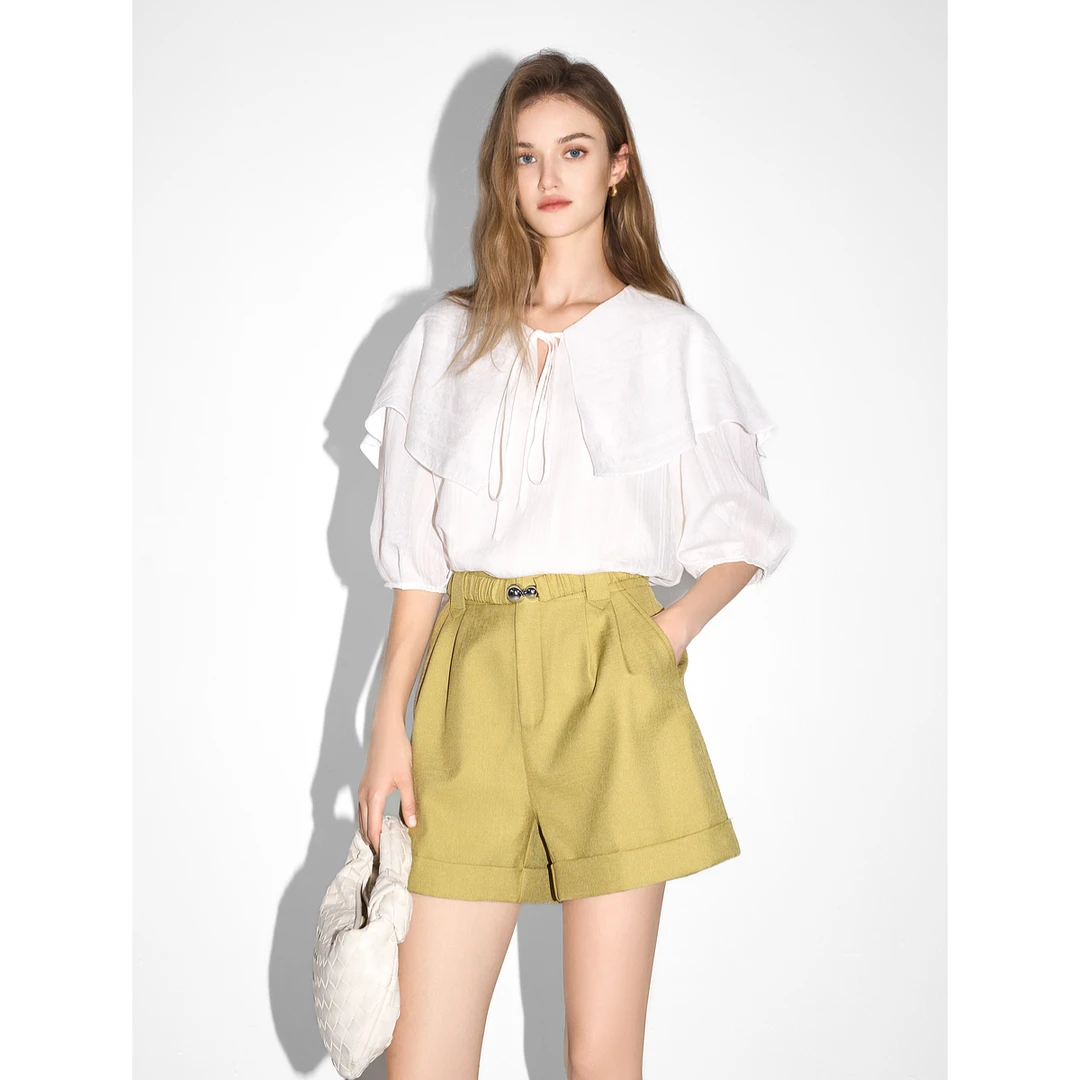 0792贝茜妮法式复古a字西装短裤女新款阔腿裤设计感