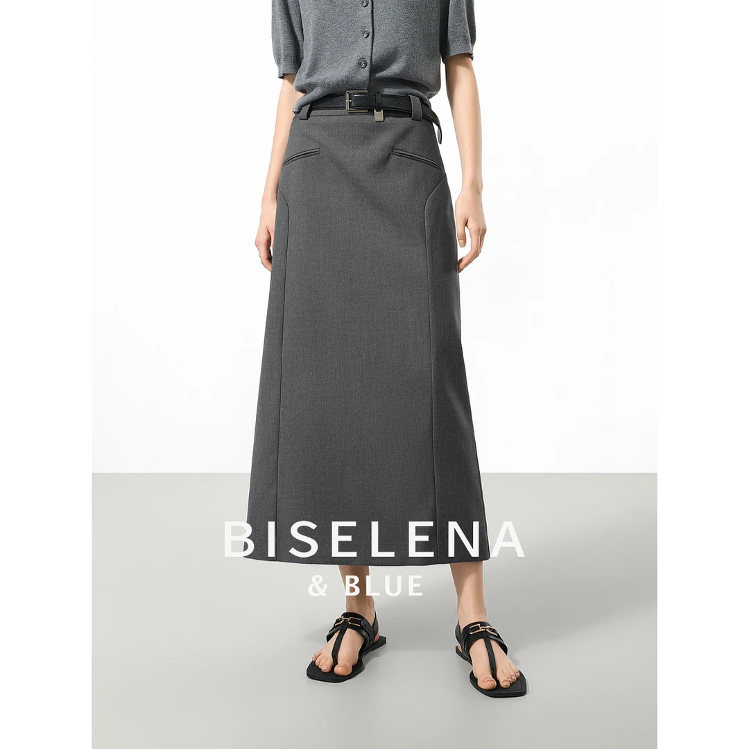 2025贝茜妮法式高腰西装半身裙女新款收腰显瘦开叉长