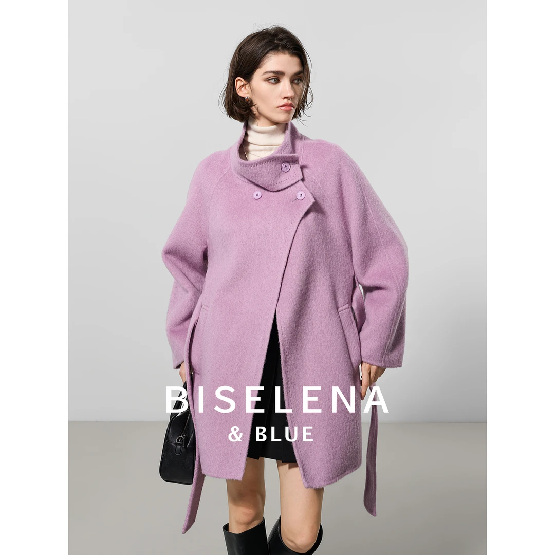 325G贝茜妮复古气质绵羊毛双面毛呢外套女冬新款大衣