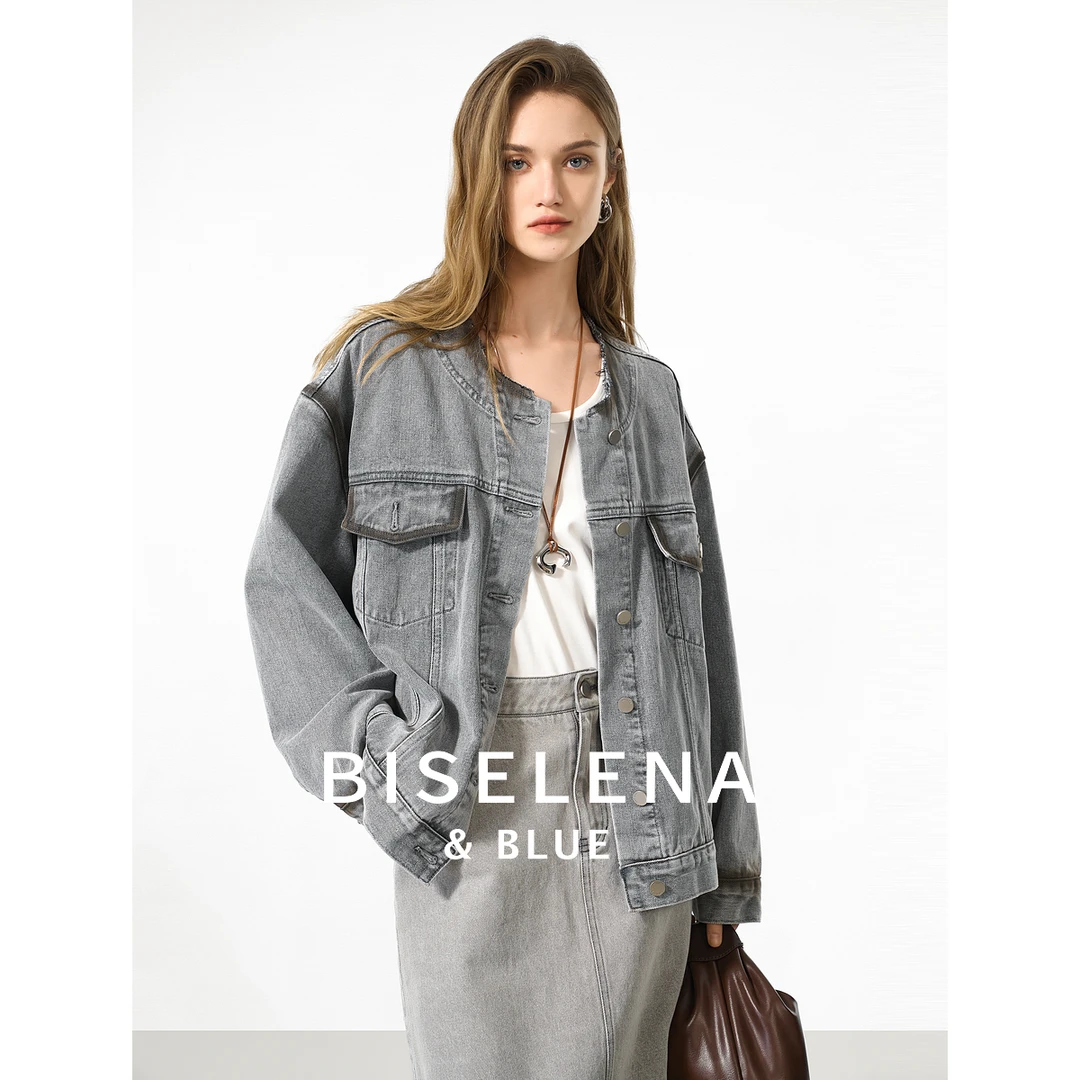 【黄蓉推荐】贝茜妮|“复古丹宁”渐变摩登牛仔夹克外套2024秋季新款