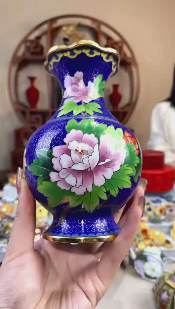 【闪购商品】非遗绝技景泰蓝花口瓶宝蓝