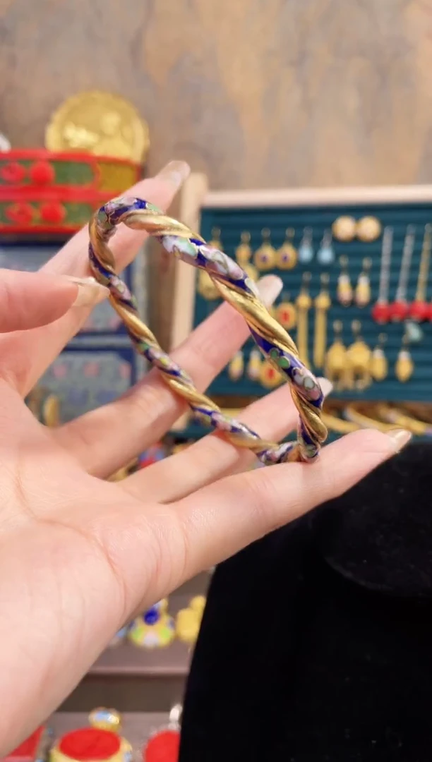 【闪购商品】非遗景泰蓝镯子麻花宝蓝61-64