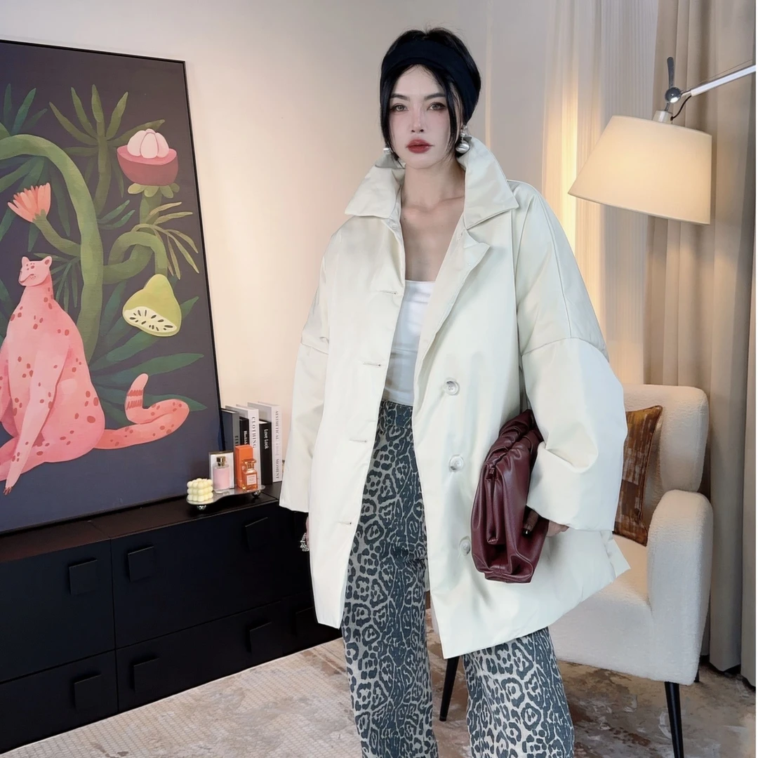 【羽绒服】宽松显瘦面包服90白鸭绒杏色黑色冬季百搭休闲时尚保暖