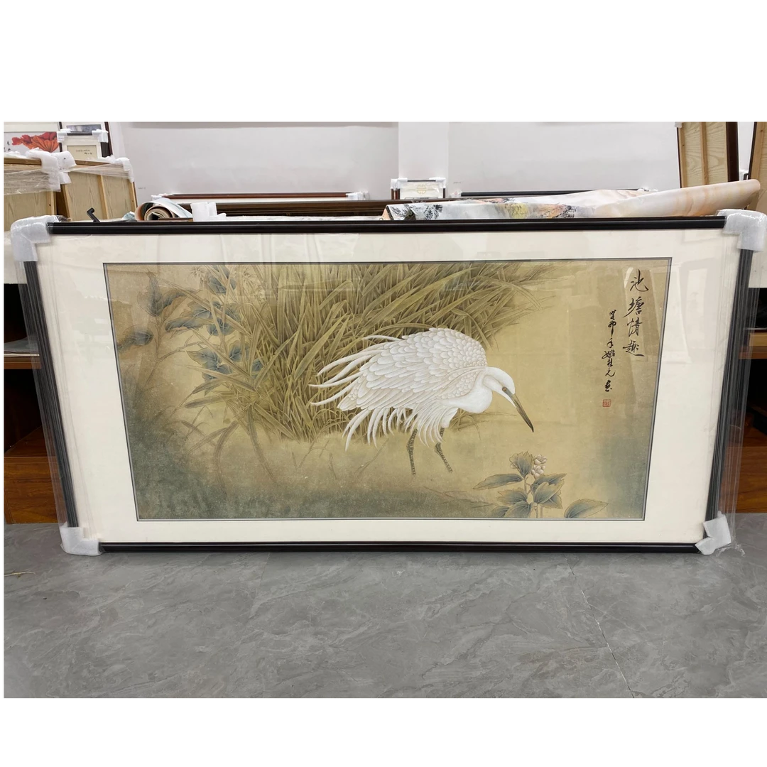 手绘【北棠书画院】装框 172*85厘米 国画山水画客厅办公室挂画3号