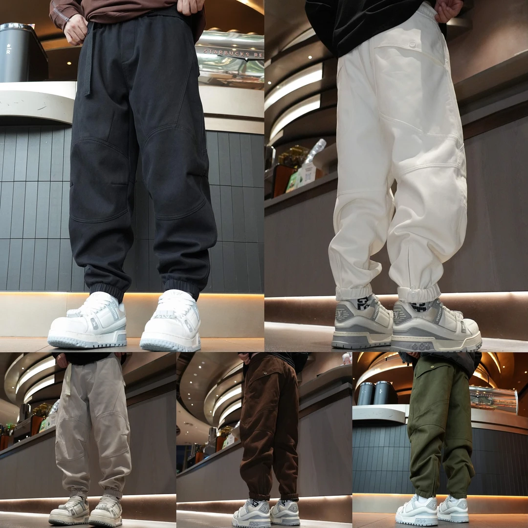 【磨毛加厚工装裤】冬款拉链工装大口袋宽松束脚纯色休闲裤831