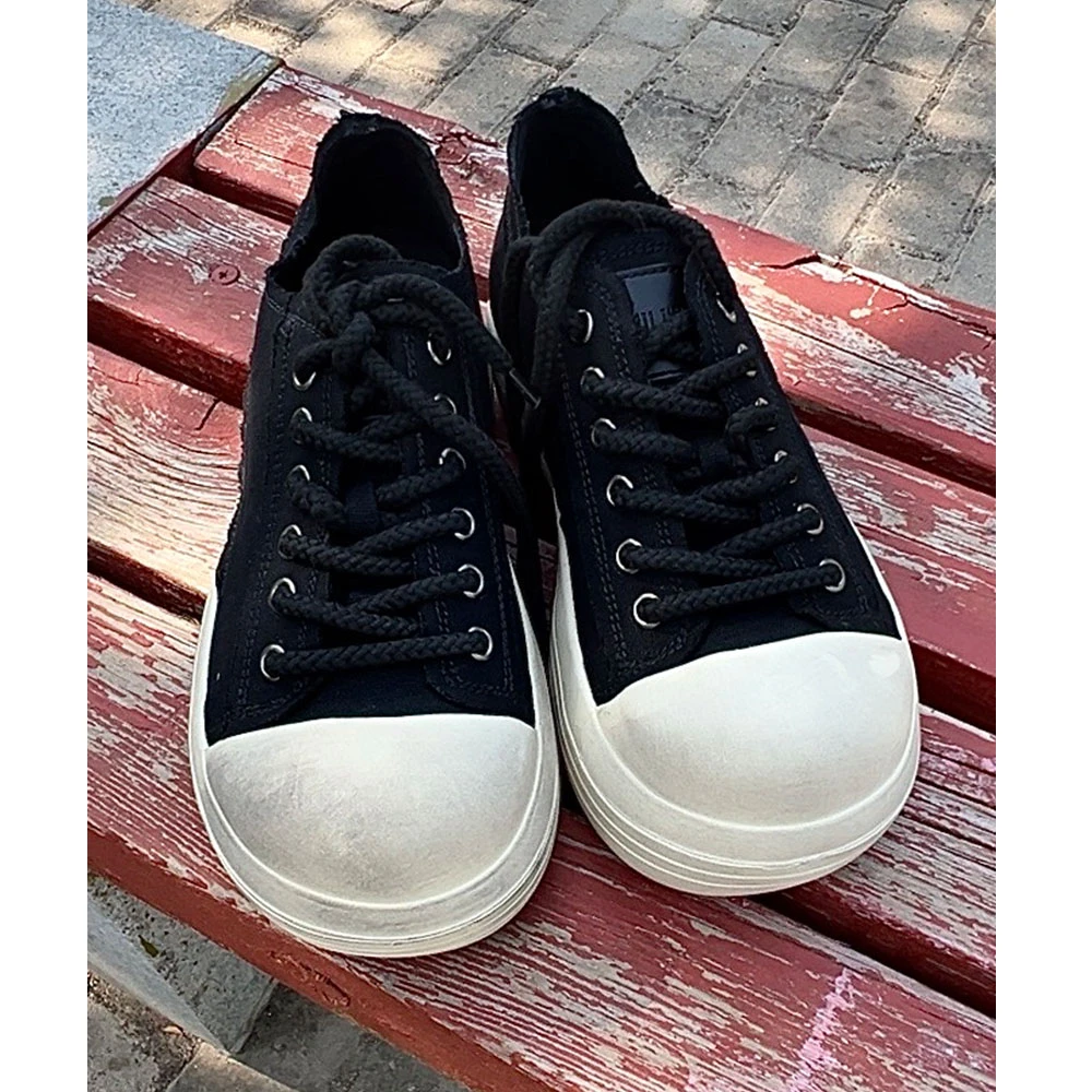 尹政贤 春夏新款米奇大头厚底增高帆布鞋男休闲百搭小众纯色潮鞋