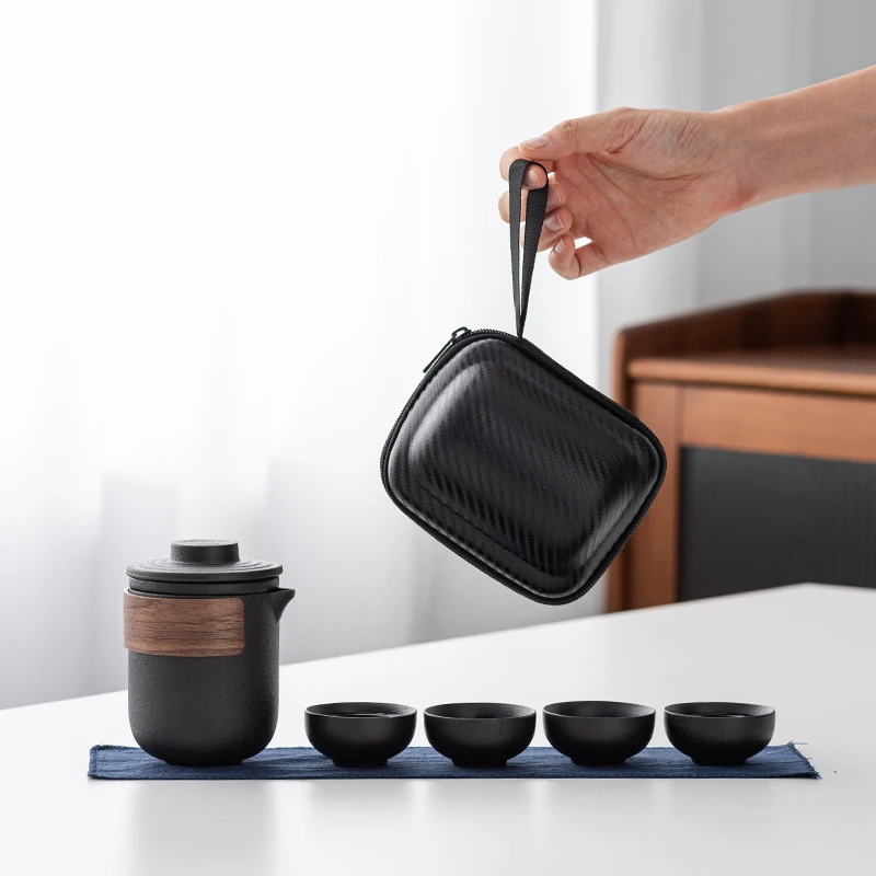 旅行茶具茶杯2023新款整套经典商务轻奢简约便携式沥水杯泡茶工具