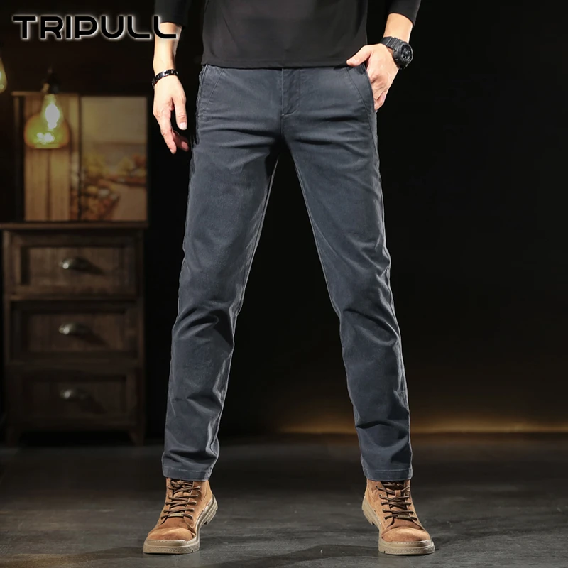 TRIPULL潮牌男士休闲裤设计师款修身弹力秋款小直筒裤百搭柔软