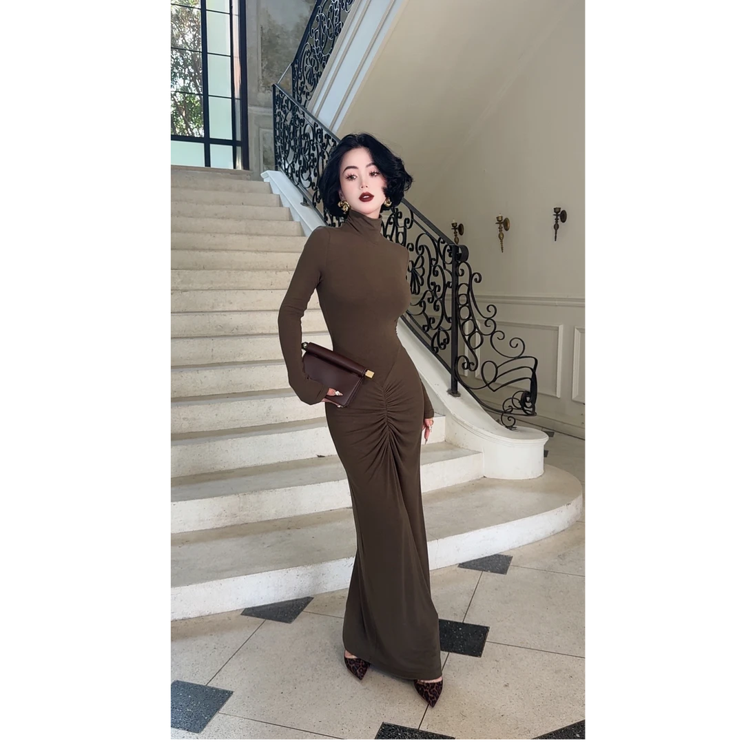 LYXJ【北岛之秋】秋冬设计感亲肤曲线感连衣裙10488