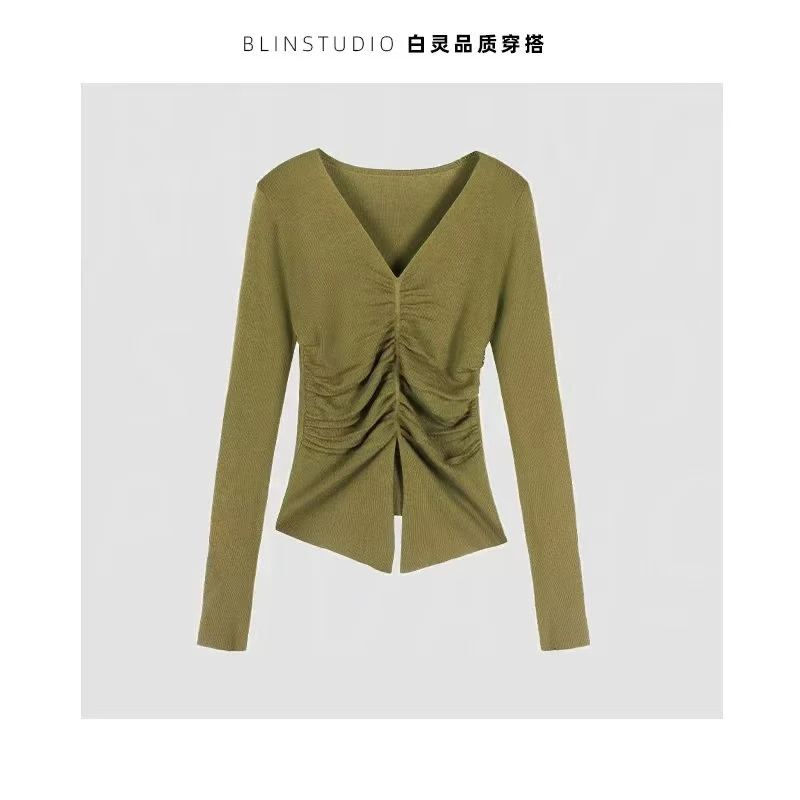 1（2861）新款捏皱设计感百搭上衣