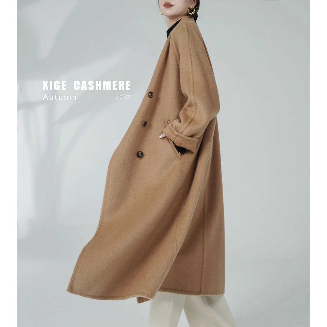 【起范款】【经典】【骆驼绒】女士长款起范款骆驼绒大衣 6021