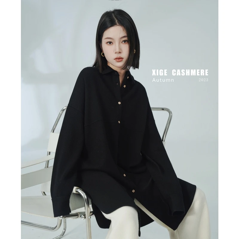 满配白霜【安静的力量】喜歌羊绒 68支精纺 女士羊绒外套 7235