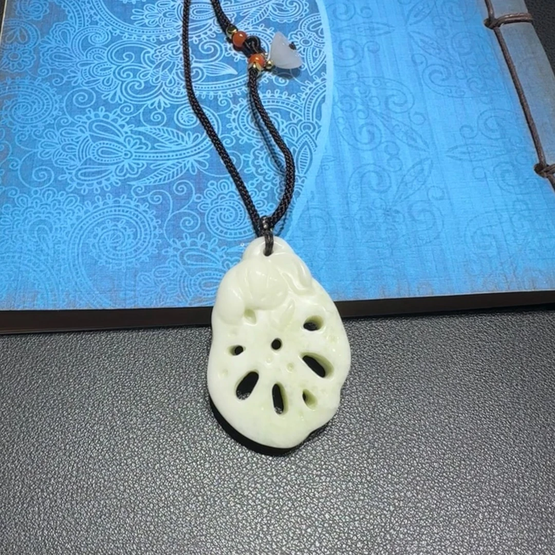 陕西西安兵马俑蓝田玉莲藕吊坠天然活玉景区同款博物馆正品保真