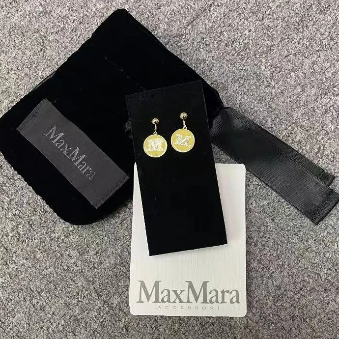 合金耳饰 MAX黄色M字母圆形吊坠耳环高级感耳环
