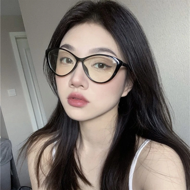 Mona网红同款三角猫眼蝶形辣妹眼镜架可配度数近视镜框平光防蓝光