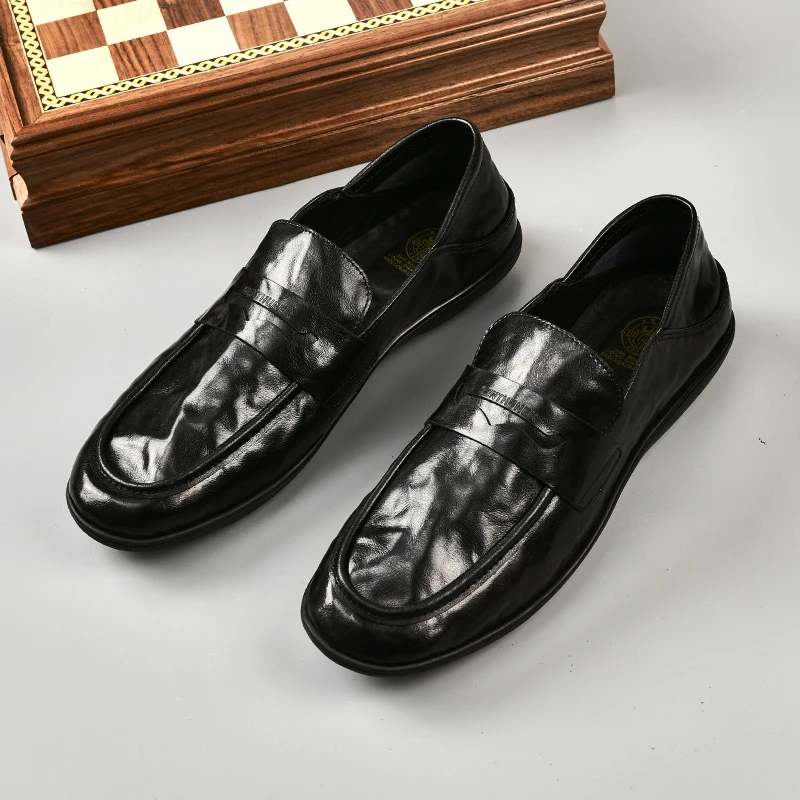 8168豆豆鞋款时尚百搭英伦一脚蹬软底轻便潮流薄底男士休闲乐福鞋