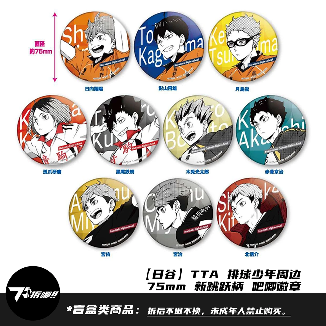 【日谷盲盒】TTA 排球少年 75mm 新跳跃柄 吧唧徽章 日向研磨 拆盒