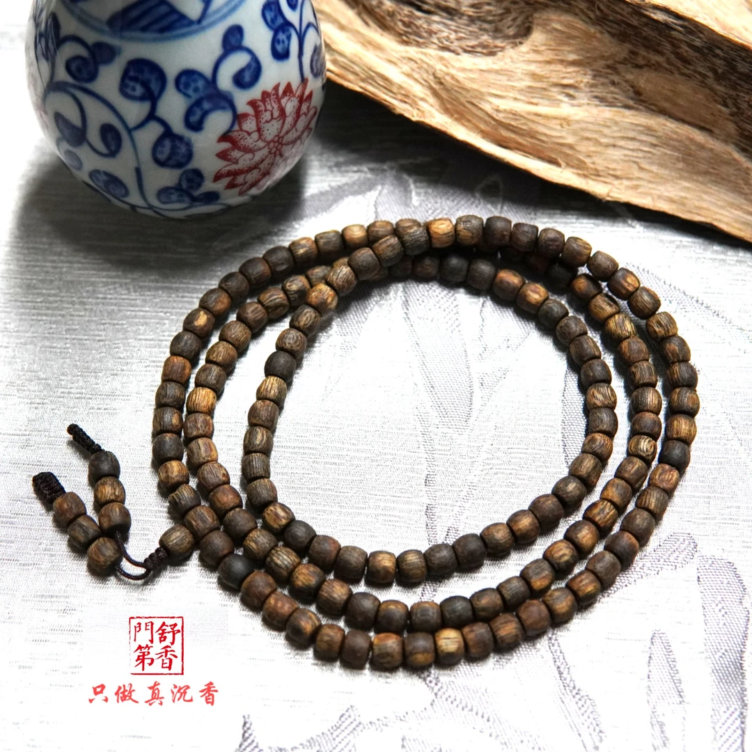 沉香0.6沉水鼓珠手串随型多圈20克+