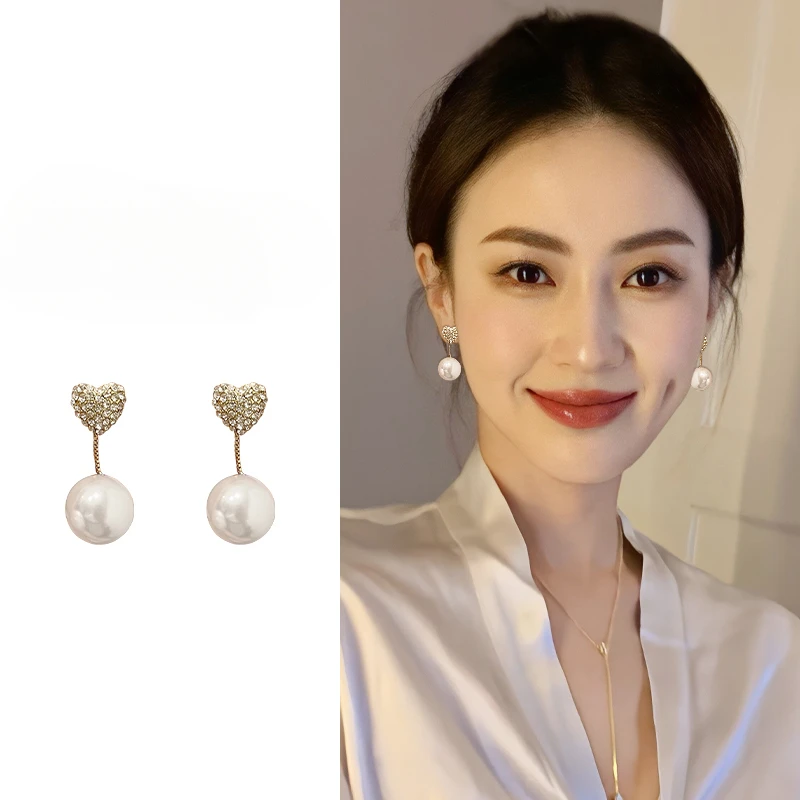 画鹂一款两戴珠珠爱心耳环小众耳钉饰品2024年新款潮气质少女耳饰