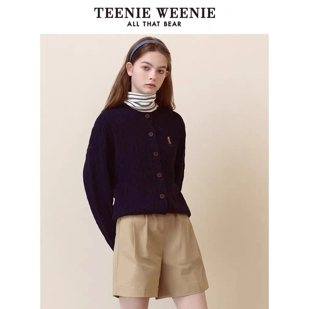 TEENIE WEENIE小熊基础款简约圆领针织开衫外套 TTCK234902E