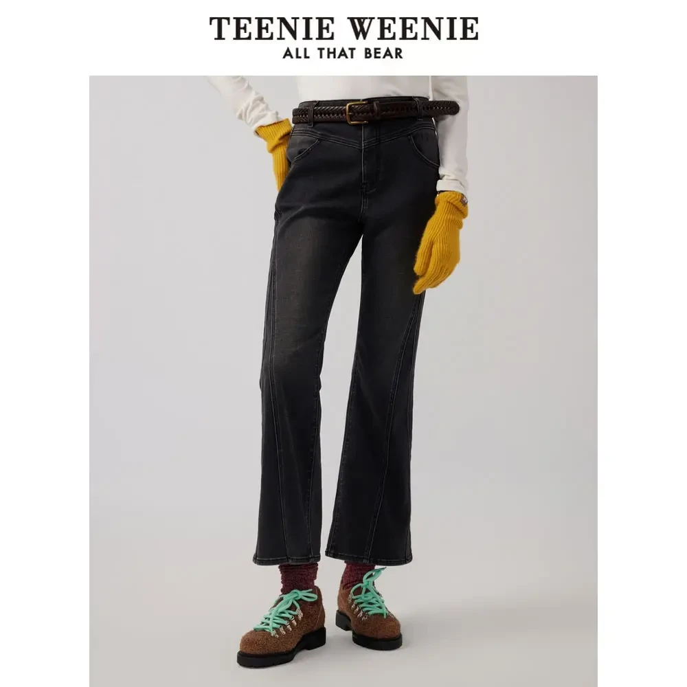 *TeenieWeenie小熊牛仔裤女24女长裤修身喇叭裤休闲TTTJ244T01T