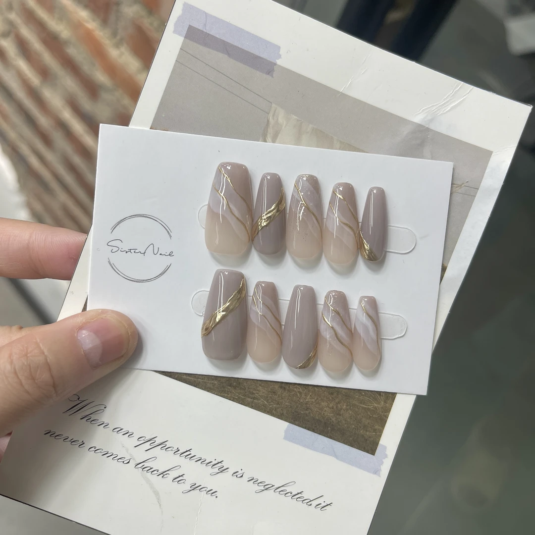 SISTER姐妹 温柔感 高定美甲日系气质穿戴甲显白手工甲夏季长款