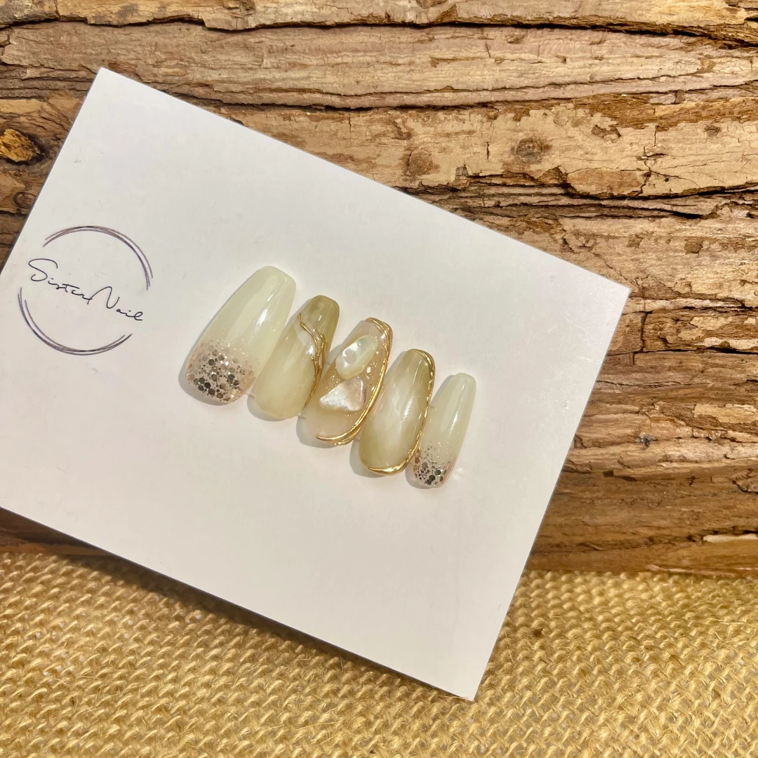 SISTER姐妹 琉璃 高定纯手工穿戴甲显白穿戴式温柔美甲裸色中长梯