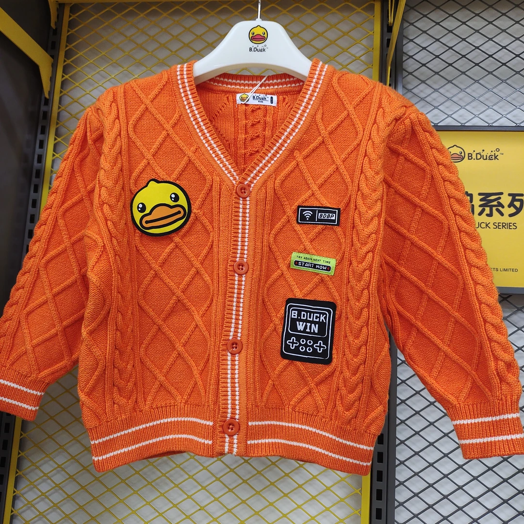 B.Duck小黄鸭童装秋冬款外套男女童针织毛衣开衫百搭上衣
