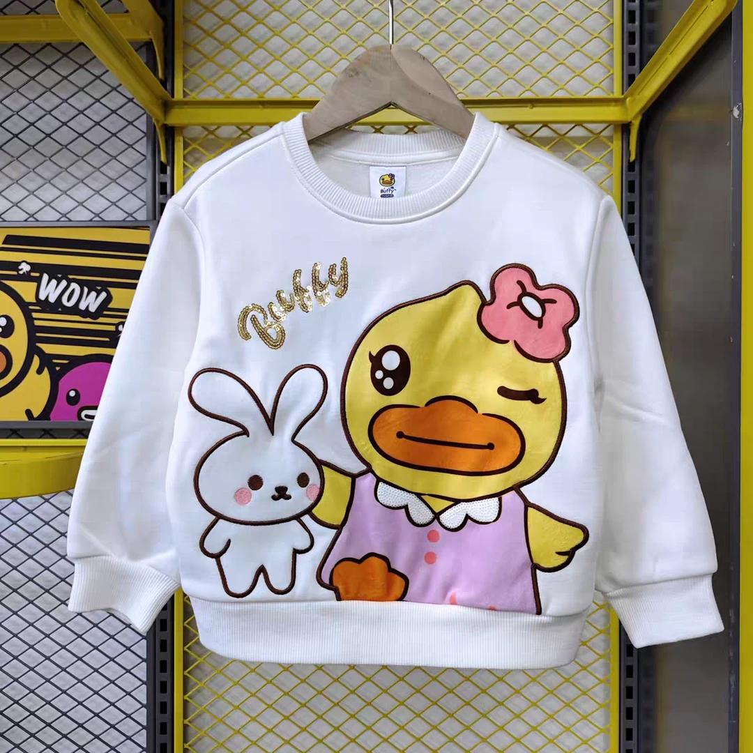 b.duck小黄鸭秋冬加绒卫衣保暖圆领套头厚上衣潮流百搭休闲长袖潮