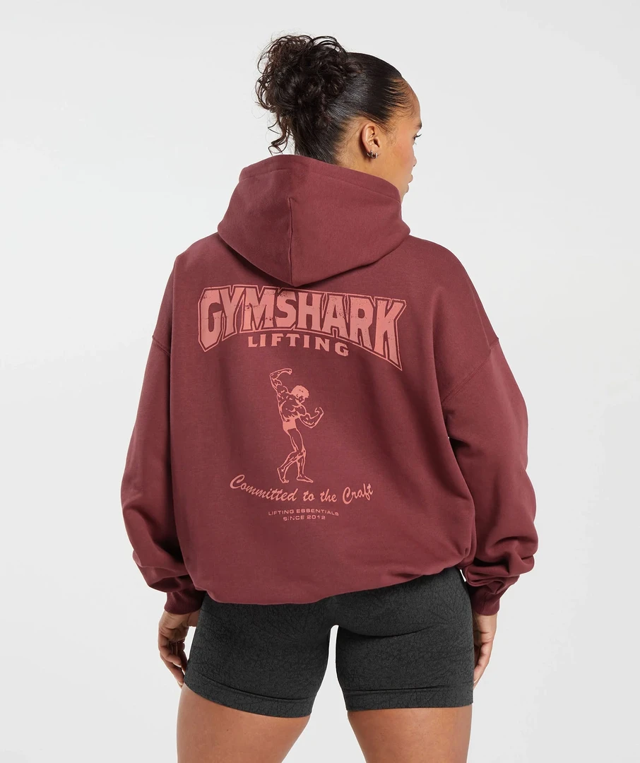 gymshark工艺连帽衫美式长袖街头套头秋季加绒潮流运动带帽宽松女