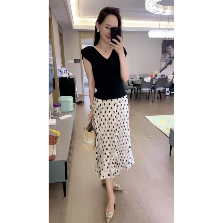 半身裙-40613597夏季A字波点精致