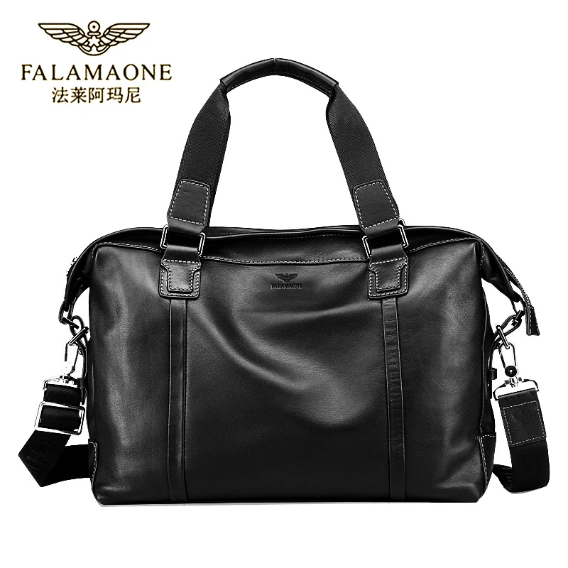 法莱阿玛尼正品男士真皮商务单肩包手提轻奢时尚高档潮品牌电脑包