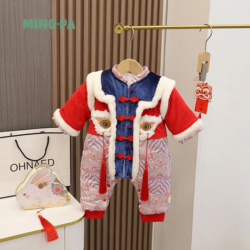 鸣爬婴童冬装婴儿衣服冬季韩版女宝宝连体衣加绒加厚保暖冬款爬服