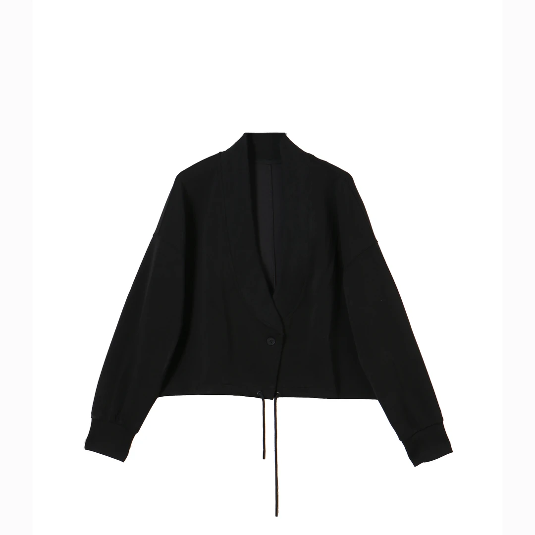 外套欧货慵懒风纯色长袖深V领下摆抽绳2025春新款百搭宽松SY036