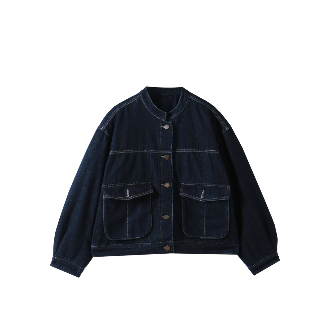 牛仔外套加厚小个子工装大口袋短外套休闲夹克夹棉大衣SY158